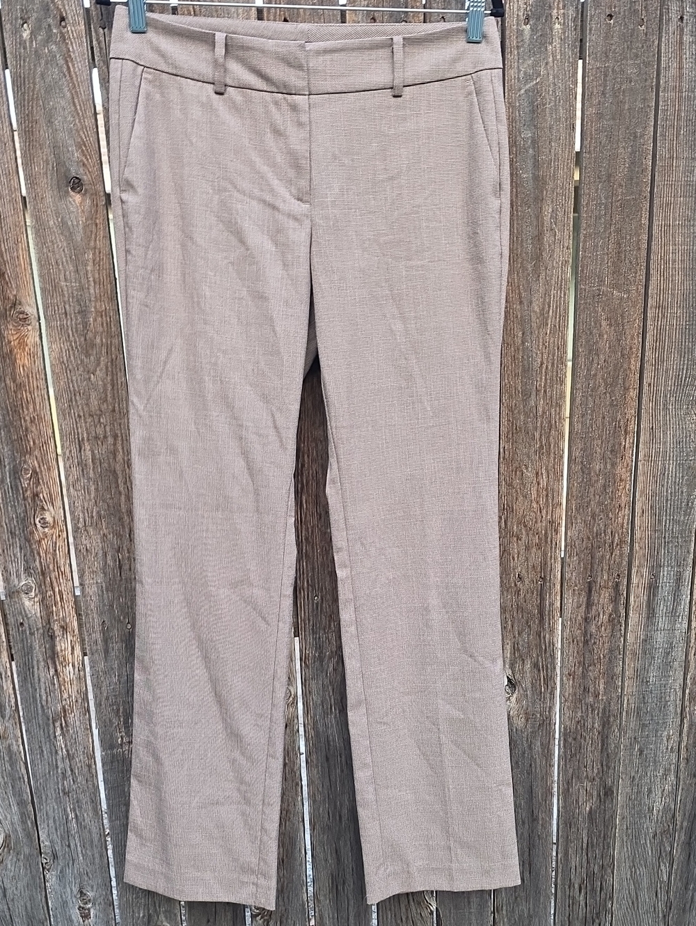 Ann Taylor Straight-Leg Dress Trousers in Tan and Cream
